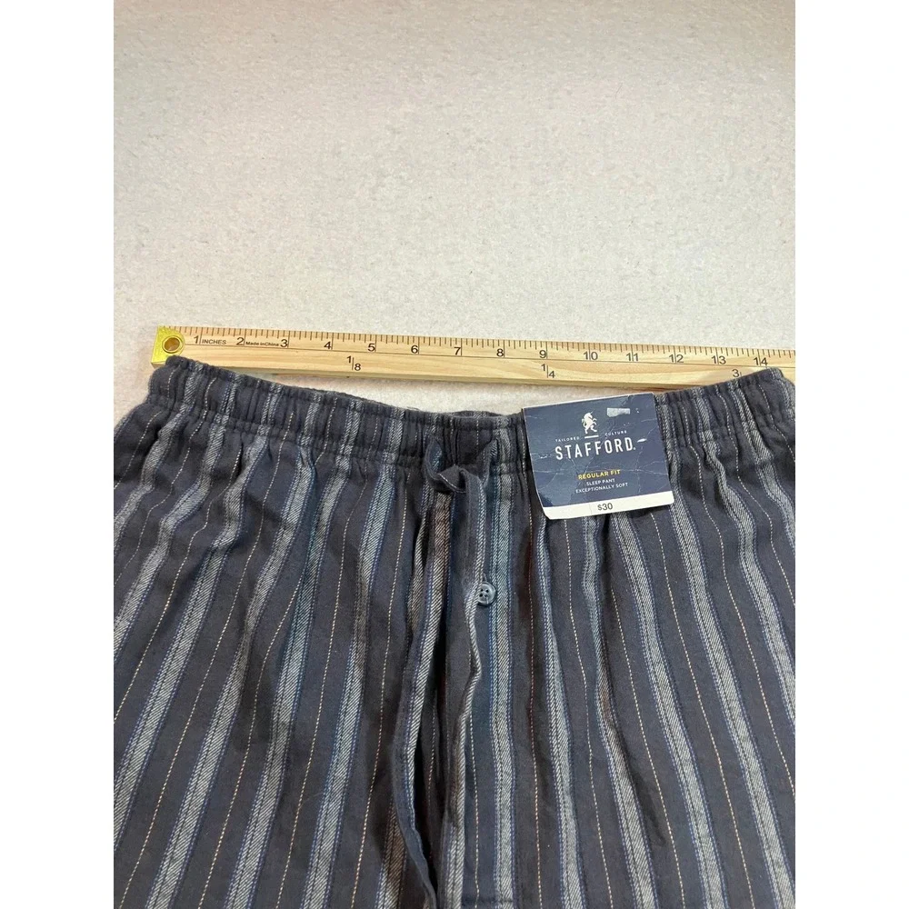 Stafford Men Sleep Pant Small Blue Grey Striped Pajama Bottoms NWT